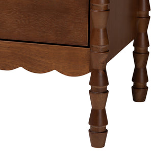 Baxton Studio Danette Bobbin Rubberwood 4-drawer Chest with Sculpted Hourglass Legs