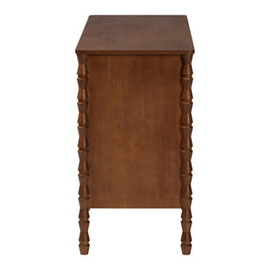 Baxton Studio Danette Rubberwood Six Drawer Dresser with Bobbin Legs for Bedroom