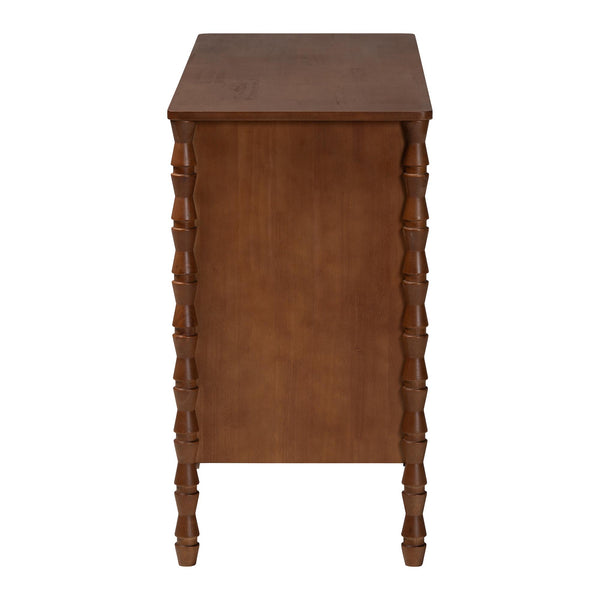 Baxton Studio Danette Rubberwood Six Drawer Dresser with Bobbin Legs for Bedroom