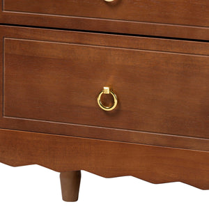 Baxton Studio Seamus Solid Rubberwood Bobbin Carved Bedroom Nightstand with Two Drawers
