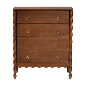 Baxton Studio Seamus Rubberwood 4-drawer Chest Bobbin Carved Frame Bedroom Storage