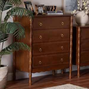 Baxton Studio Seamus Rubberwood 4-drawer Chest Bobbin Carved Frame Bedroom Storage