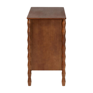Baxton Studio Seamus Rubberwood Six Drawer Dresser with Bobbin Carved Bedroom Frame