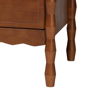 Baxton Studio Seamus Rubberwood Six Drawer Dresser with Bobbin Carved Bedroom Frame