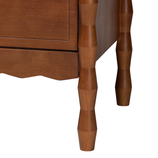 Baxton Studio Seamus Rubberwood Six Drawer Dresser with Bobbin Carved Bedroom Frame