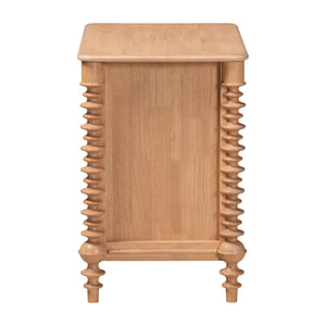 Baxton Studio Neviah Farmhouse Rubberwood Nightstand with Spindle Legs and Two Drawers