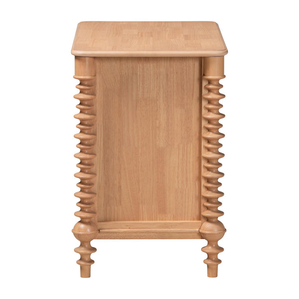 Baxton Studio Neviah Farmhouse Rubberwood Nightstand with Spindle Legs and Two Drawers