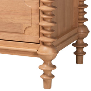 Baxton Studio Neviah Farmhouse Rubberwood Nightstand with Spindle Legs and Two Drawers
