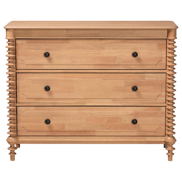 Baxton Studio Neviah Rubberwood 3-drawer Chest Farmhouse Bedroom Storage