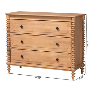Baxton Studio Neviah Rubberwood 3-drawer Chest Farmhouse Bedroom Storage