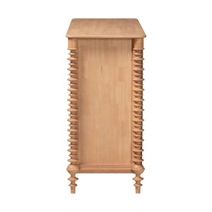 Baxton Studio Neviah Wide Rubberwood Farmhouse Dresser with Seven Spindle Leg Drawers