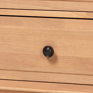 Baxton Studio Neviah Wide Rubberwood Farmhouse Dresser with Seven Spindle Leg Drawers