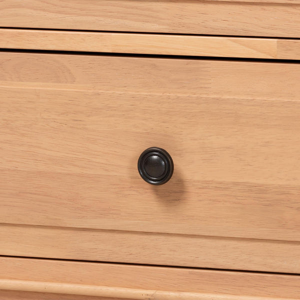 Baxton Studio Neviah Wide Rubberwood Farmhouse Dresser with Seven Spindle Leg Drawers