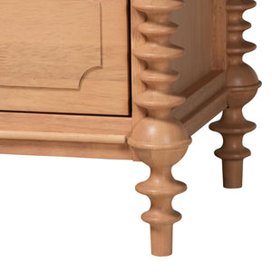 Baxton Studio Neviah Wide Rubberwood Farmhouse Dresser with Seven Spindle Leg Drawers