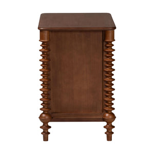 Baxton Studio Neviah Rubberwood Two Drawer Nightstand Farmhouse Spindle Bedside