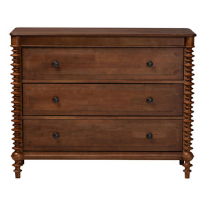 Baxton Studio Neviah Rubberwood Farmhouse 3-drawer Chest with Spindle Detail