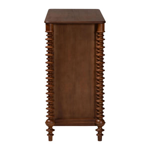 Baxton Studio Neviah Rubberwood Farmhouse 3-drawer Chest with Spindle Detail