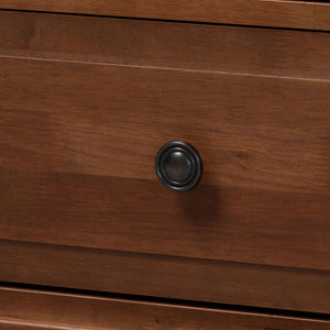 Baxton Studio Neviah Rubberwood Farmhouse 3-drawer Chest with Spindle Detail
