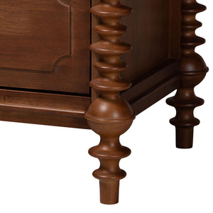 Baxton Studio Neviah Rubberwood Farmhouse 3-drawer Chest with Spindle Detail