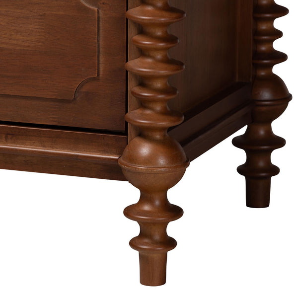 Baxton Studio Neviah Rubberwood Farmhouse 3-drawer Chest with Spindle Detail