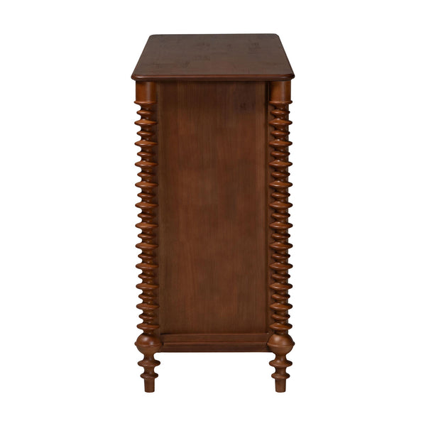 Baxton Studio Neviah Wide Rubberwood Farmhouse Dresser with Seven Spacious Drawers