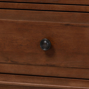 Baxton Studio Neviah Wide Rubberwood Farmhouse Dresser with Seven Spacious Drawers