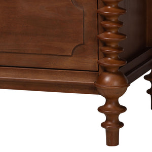 Baxton Studio Neviah Wide Rubberwood Farmhouse Dresser with Seven Spacious Drawers