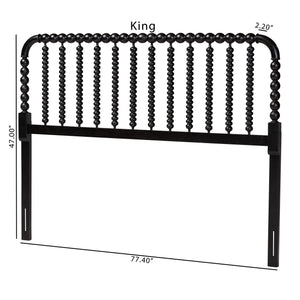Baxton Studio Finley Solid Rubberwood Bobbin Spindle Headboard for Cottage Farmhouse Bedroom