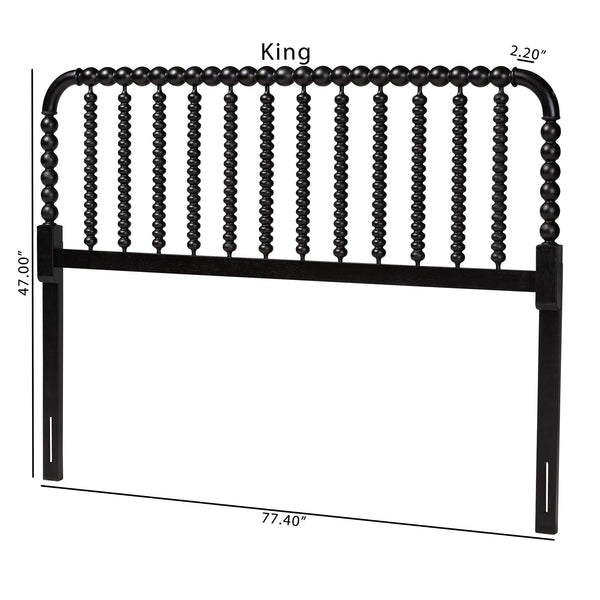 Baxton Studio Finley Solid Rubberwood Bobbin Spindle Headboard for Cottage Farmhouse Bedroom