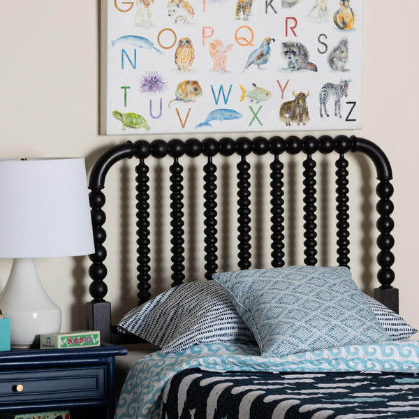 Baxton Studio Baxton Studio Finley Solid Wood Bobbin Spindle Headboard Cottage Farmhouse Bedroom Accent MG9820-Black-Twin-Headboard