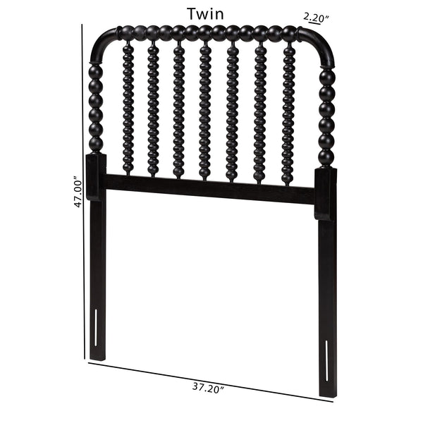 Baxton Studio Baxton Studio Finley Solid Wood Bobbin Spindle Headboard Cottage Farmhouse Bedroom Accent MG9820-Black-Twin-Headboard