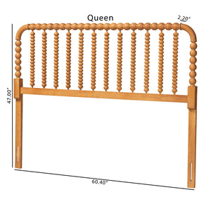 Baxton Studio Finley Solid Rubberwood Bobbin Spindle Headboard for Cottage Farmhouse Bedroom