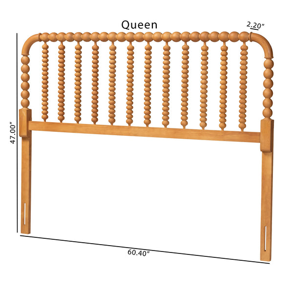 Baxton Studio Finley Solid Rubberwood Bobbin Spindle Headboard for Cottage Farmhouse Bedroom