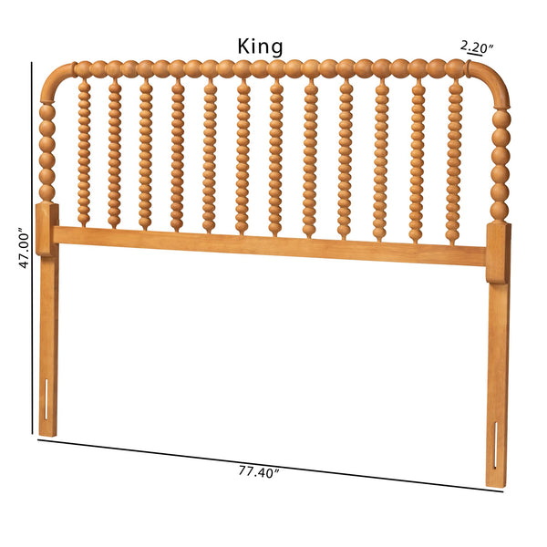 Baxton Studio Finley Solid Rubberwood Bobbin Spindle Headboard for Cottage Farmhouse Bedroom