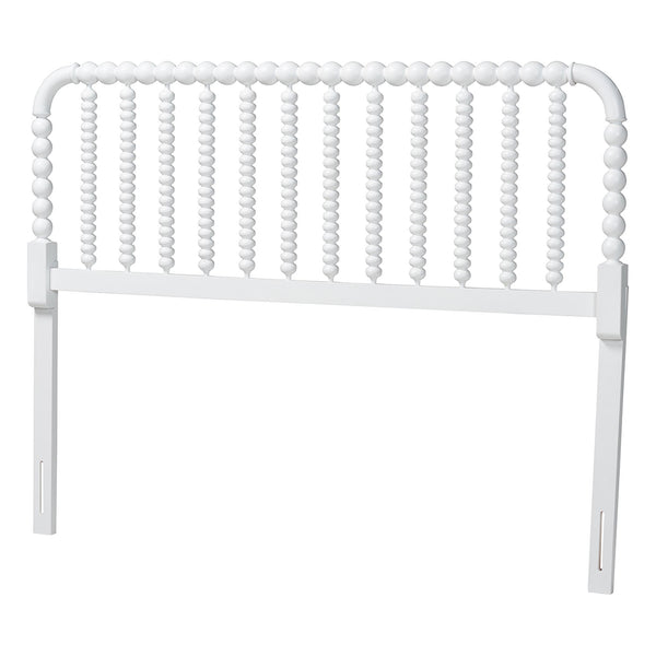 Baxton Studio Baxton Studio Finley Solid Rubberwood Bobbin Spindle Headboard for Cottage Farmhouse Bedroom White + Queen MG9820-White-Queen-Headboard