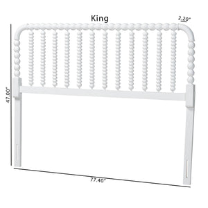 Baxton Studio Finley Solid Rubberwood Bobbin Spindle Headboard for Cottage Farmhouse Bedroom