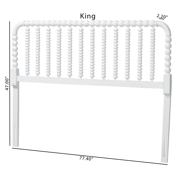 Baxton Studio Finley Solid Rubberwood Bobbin Spindle Headboard for Cottage Farmhouse Bedroom
