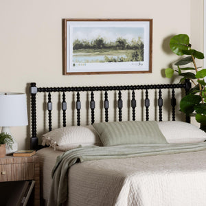 Baxton Studio Baxton Studio Juliette Solid Wood Spindle Headboard with Open Panel Cottage Charm MG9821-Black-Full-Headboard