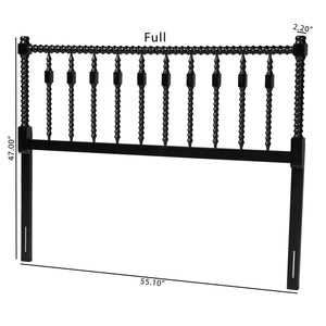 Baxton Studio Baxton Studio Juliette Solid Wood Spindle Headboard with Open Panel Cottage Charm MG9821-Black-Full-Headboard