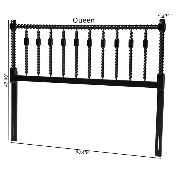 Baxton Studio Baxton Studio Juliette Solid Wood Spindle Headboard with Open Panel Cottage Charm MG9821-Black-Full-Headboard