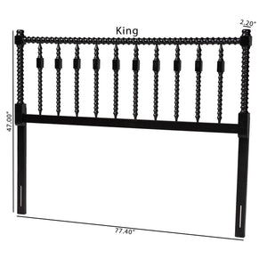 Baxton Studio Baxton Studio Juliette Solid Wood Spindle Headboard with Open Panel Cottage Charm MG9821-Black-Full-Headboard