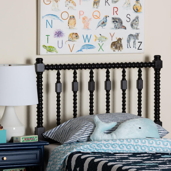 Baxton Studio Baxton Studio Juliette Solid Wood Spindle Headboard Cottage Farmhouse Twin Bedroom Piece MG9821-Black-Twin-Headboard