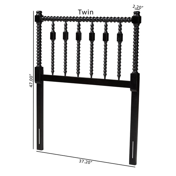 Baxton Studio Baxton Studio Juliette Solid Wood Spindle Headboard Cottage Farmhouse Twin Bedroom Piece MG9821-Black-Twin-Headboard