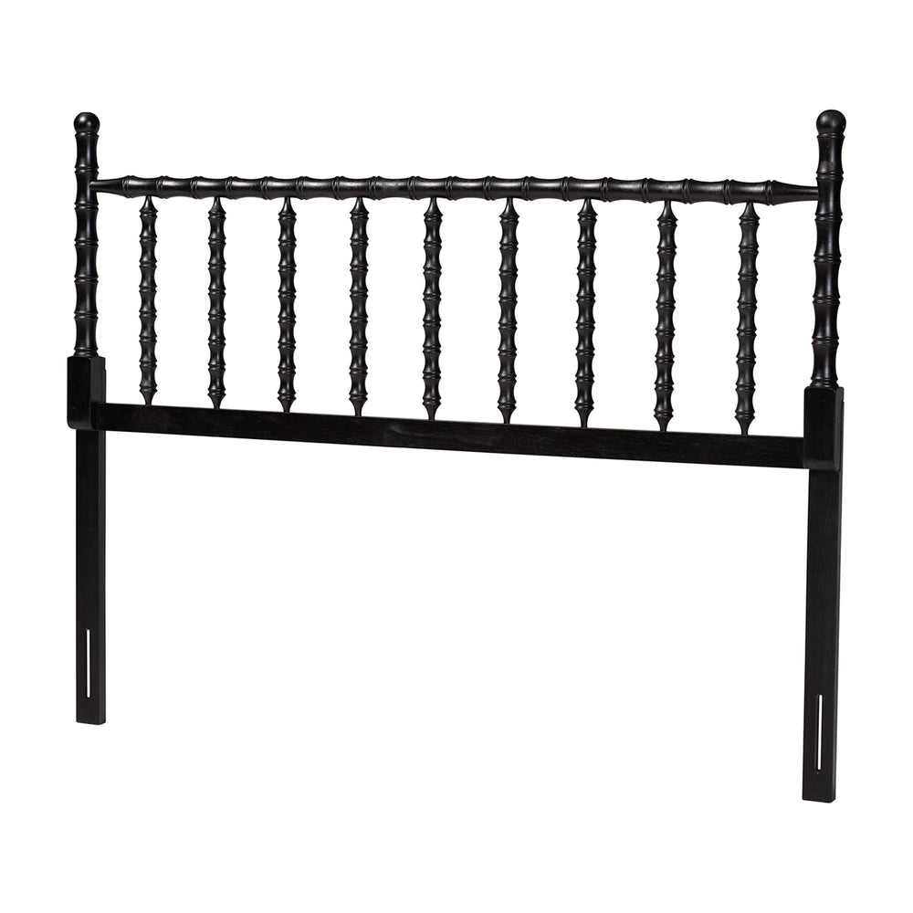 Baxton Studio Baxton Studio Edaline Rubberwood Spindle Queen Headboard Tropical Boho Bedroom Accent MG9822-Black-Queen-Headboard