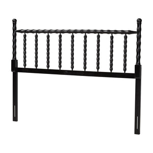 Baxton Studio Baxton Studio Edaline Rubberwood Spindle Queen Headboard Tropical Boho Bedroom Accent MG9822-Black-Queen-Headboard