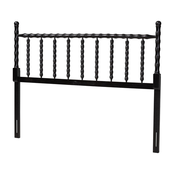 Baxton Studio Baxton Studio Edaline Rubberwood Spindle Queen Headboard Tropical Boho Bedroom Accent MG9822-Black-Queen-Headboard