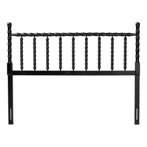 Baxton Studio Edaline Rubberwood Spindle Queen Headboard Tropical Boho Bedroom Accent