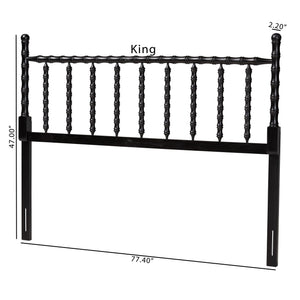 Baxton Studio Edaline Rubberwood Spindle Queen Headboard Tropical Boho Bedroom Accent