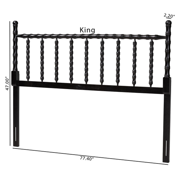 Baxton Studio Edaline Rubberwood Spindle Queen Headboard Tropical Boho Bedroom Accent