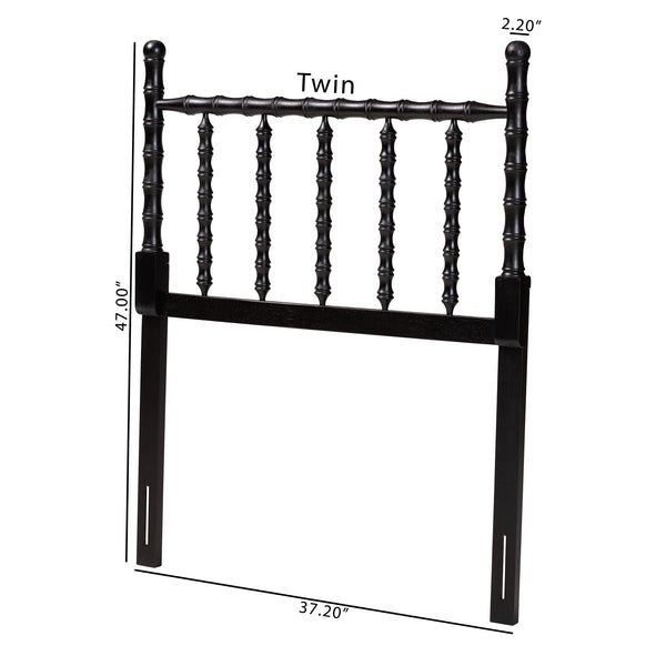 Baxton Studio Baxton Studio Edaline Solid Wood Spindle Headboard Bohemian Bamboo Panel Bedroom Accent MG9822-Black-Twin-Headboard